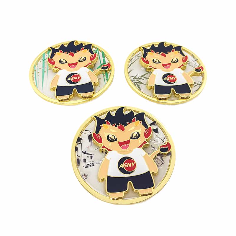 Zinc Alloy Soft Enamel Unique Custom UV Printed ASNY Mascot Badge