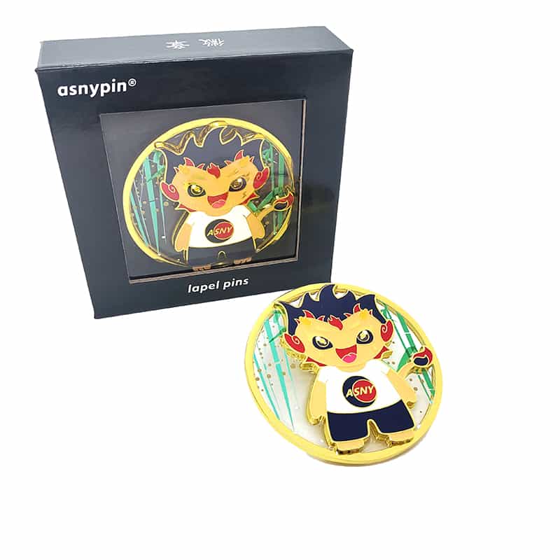 Zinc Alloy Soft Enamel Unique Custom UV Printed ASNY Mascot Badge