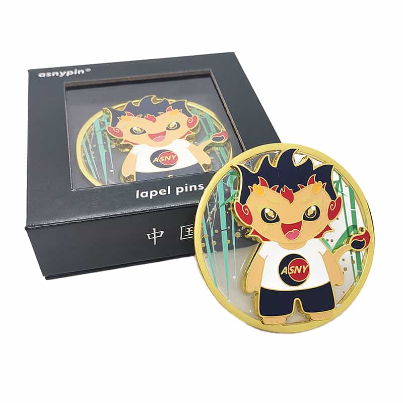 Zinc Alloy Soft Enamel Unique Custom UV Printed ASNY Mascot Badge