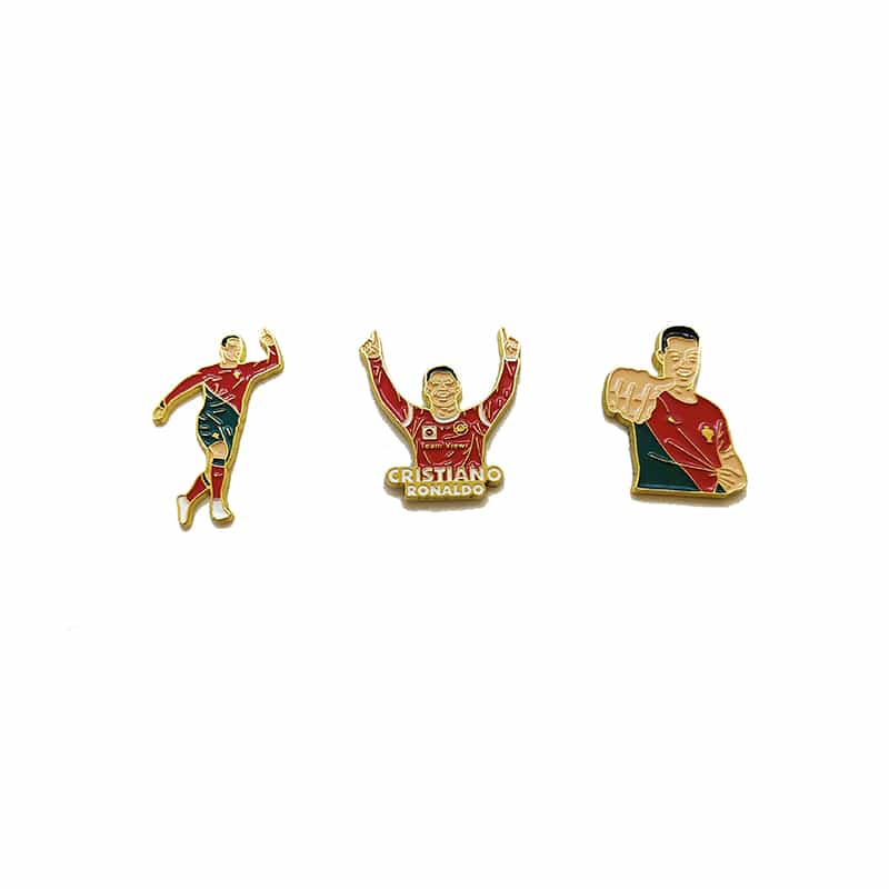 Zinc Alloy Injected Lacquer Super Portuguese Football Star Ronaldo Fan Badge Souvenir