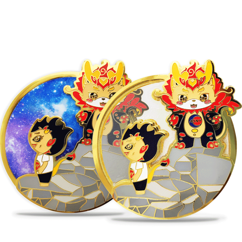 Zinc Alloy (Transparent) Soft Enamel or Imitation Hard Enamel ASNY Company Dragon Year Celebration Custom Badge