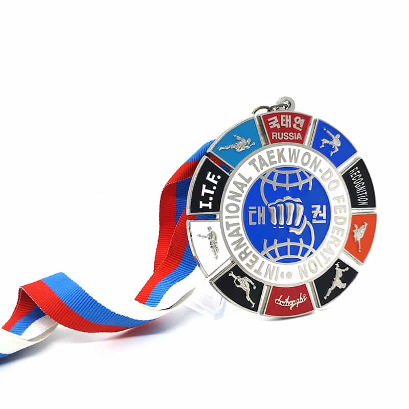 Custom International Taekwondo Karate Judo Competition Event Participant Winner Medal with Custom Ribbon