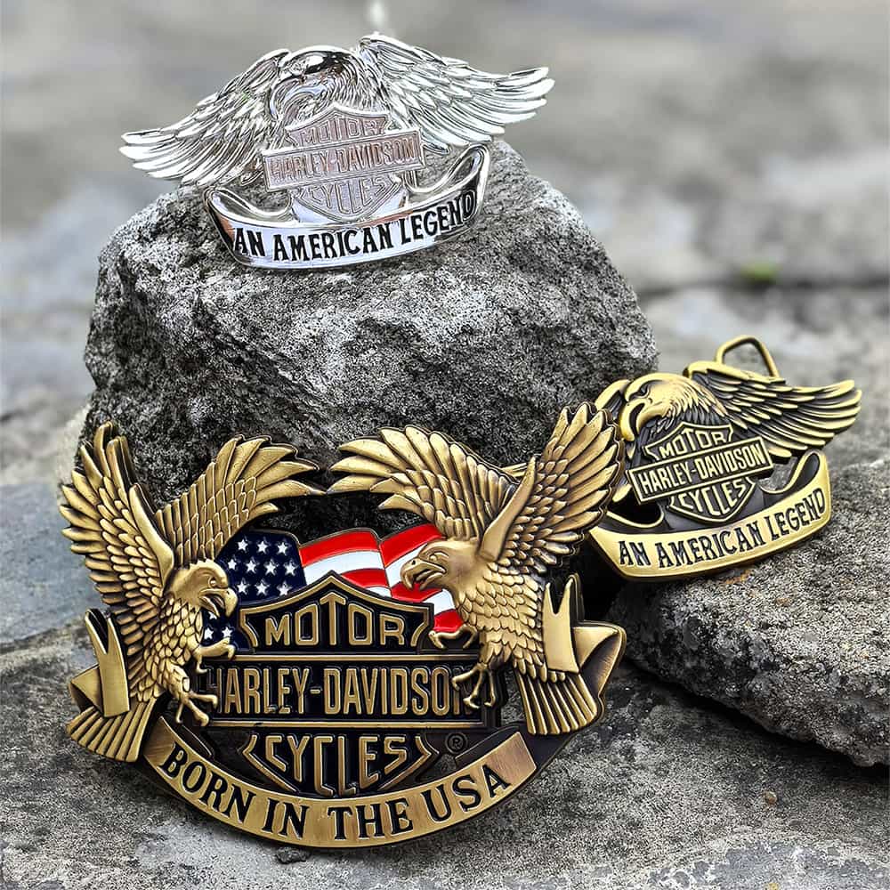 Zinc Alloy Die Casted Soft Enamel 3D Vintage American Eagle Harley-Davidson Custom Belt Buckle