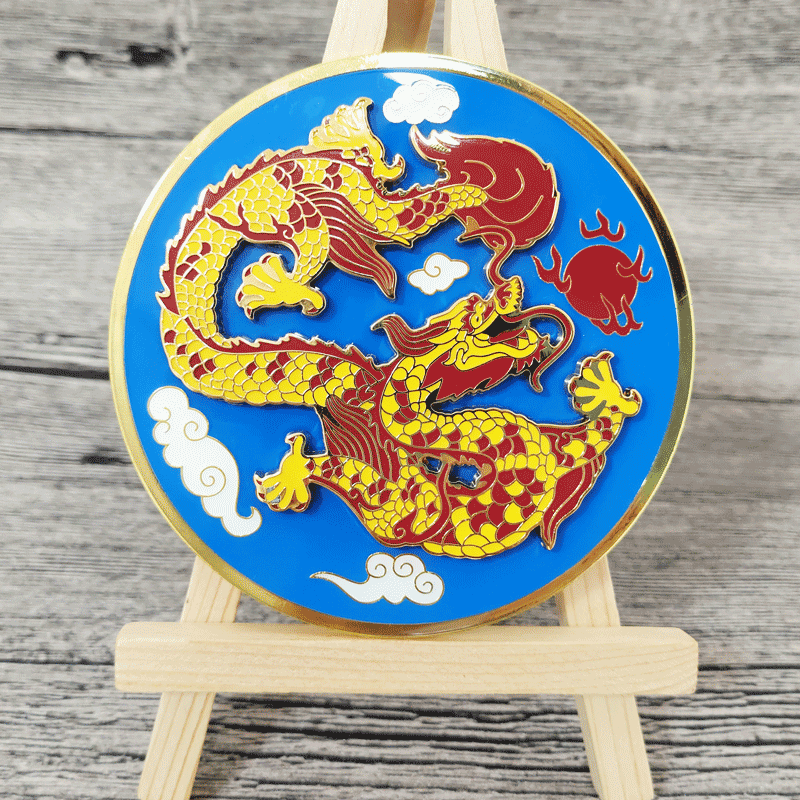 Zinc Alloy (Transparent) Soft Enamel or Imitation Hard Enamel 2024 Jiachen Year of the Dragon Commemorative Badge