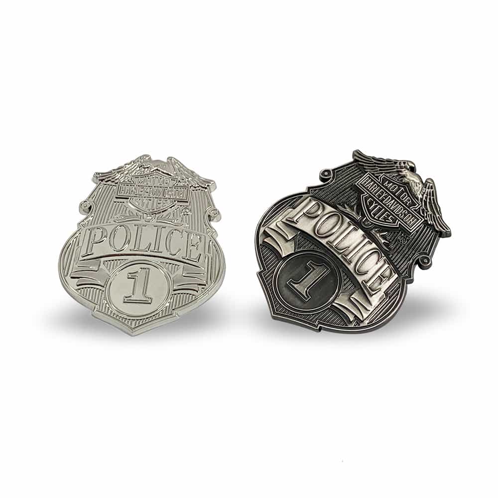 Zinc Alloy Die Casted Vintage 3D Shield Police Badge Harley-Davidson Commemorative Badge