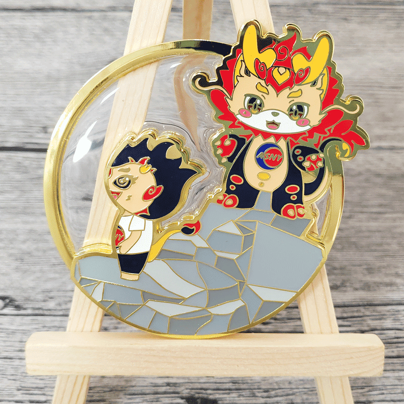 Zinc Alloy (Transparent) Soft Enamel or Imitation Hard Enamel ASNY Company Dragon Year Celebration Custom Badge