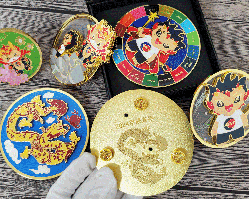 Zinc Alloy (Transparent) Soft Enamel or Imitation Hard Enamel 2024 Jiachen Year of the Dragon Commemorative Badge