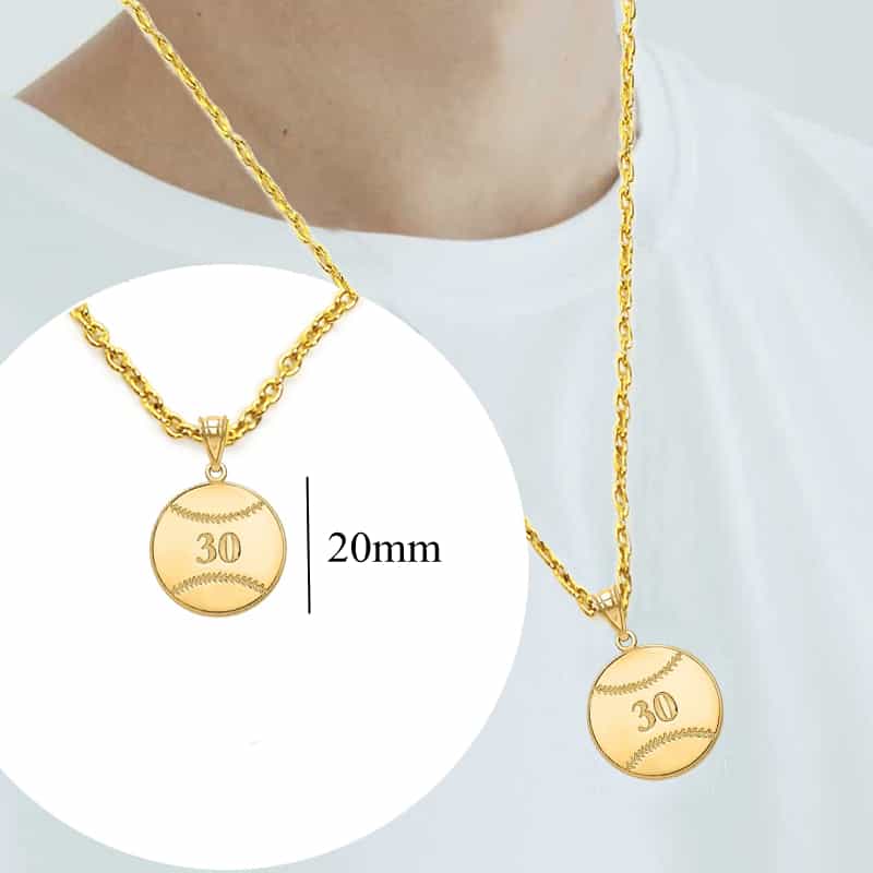 Custom Personalized Gold-Plated Baseball Pendant Necklace for Sports Events and Club Souvenirs