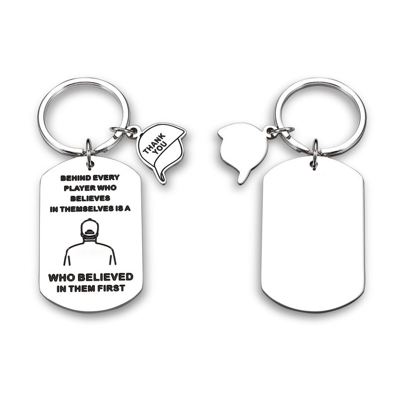 Best Thank You Gift for Coaches, Teachers, Elders: Custom Enamel Baseball Cap Dog Tag Combo Keychain