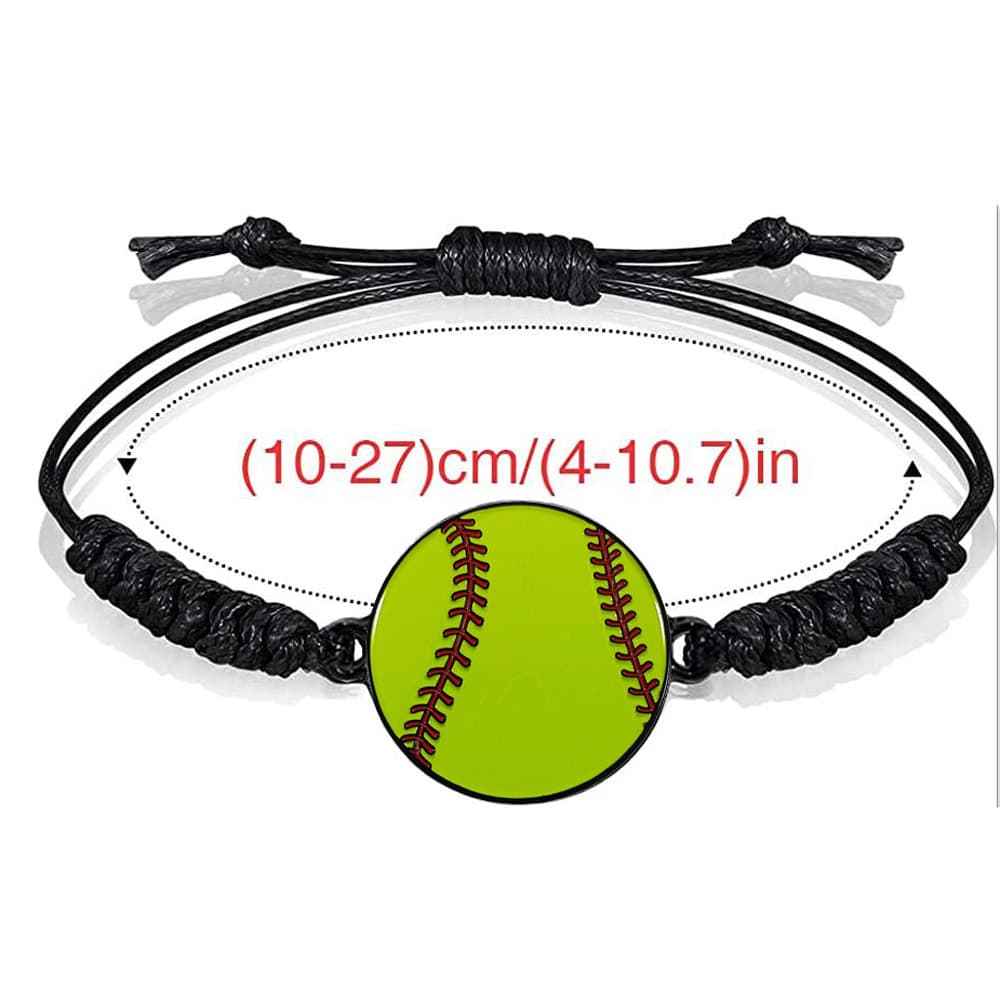 Custom Iron Stamped Enamel Polished Baseball Braided Bracelet Silicone Wristband