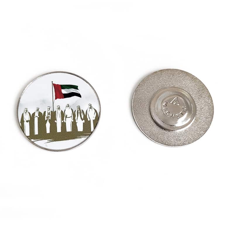 Iron Stamped UV Printed UAE Leaders Group Portrait Round Commemorative Badge