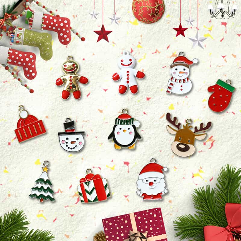 Christmas Celebration Pendant Decoration Santa Claus, Reindeer, Snowflake, Christmas Tree Multi-Purpose Metal Badge Lapel Pin Pendant