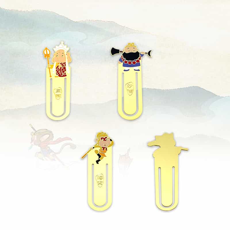 High-Quality Manufacturer Custom Brass Etched Enamel Journey to the West Four Disciples Themed Bookmark Set