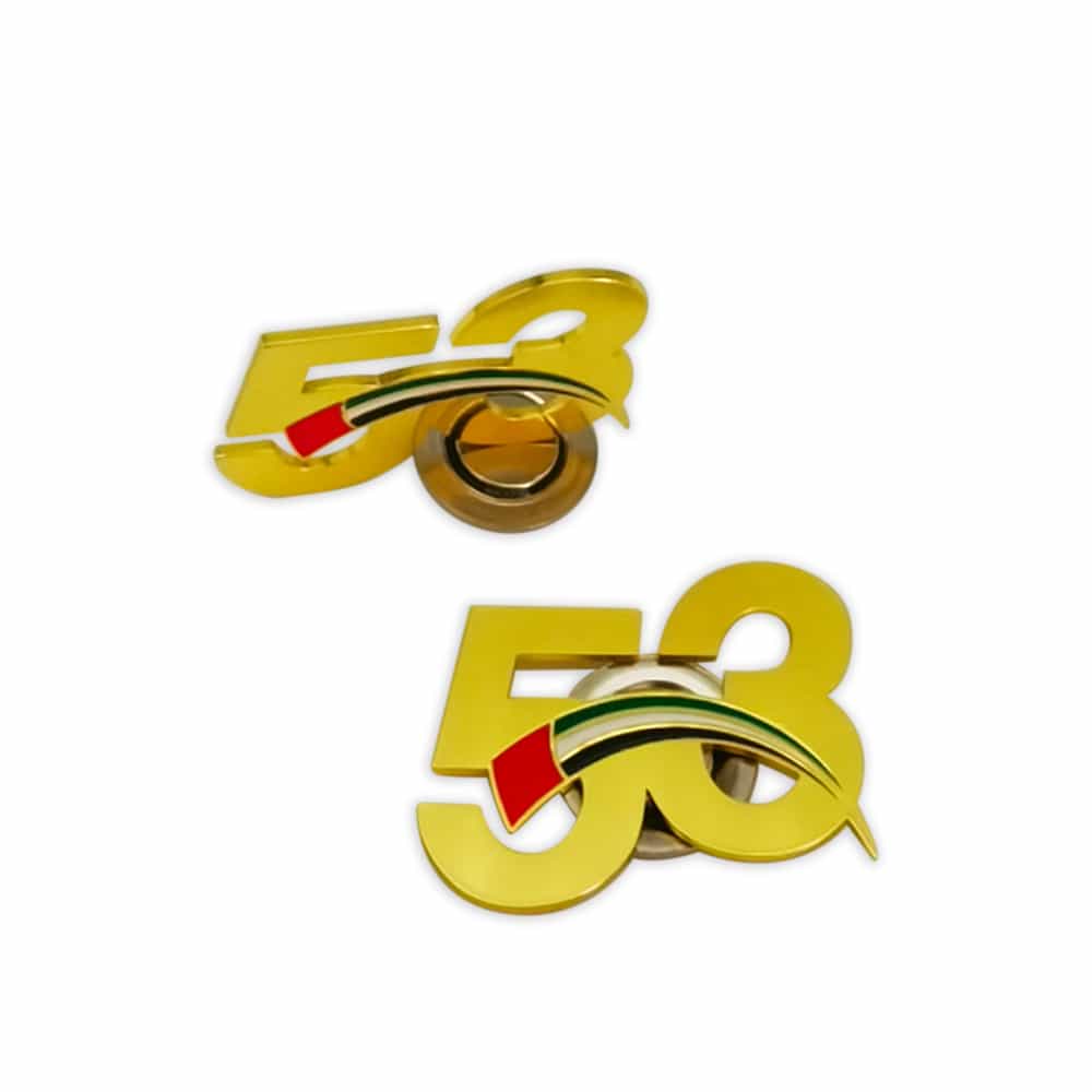 Custom Factory Wholesale UAE 53rd National Day Independence Anniversary Gold Badge Lapel Pin Souvenir Gift